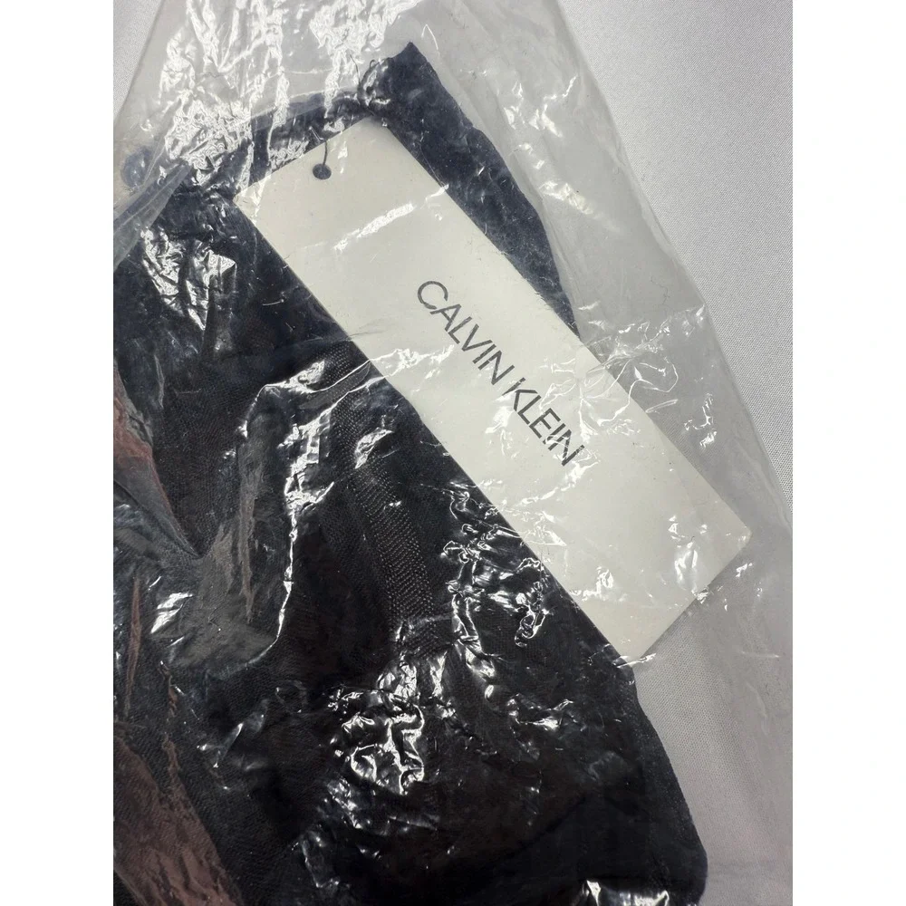 Calvin Klein Black Pleated Striped Lightweight Scarf Accessory Whimsigoth Gothic